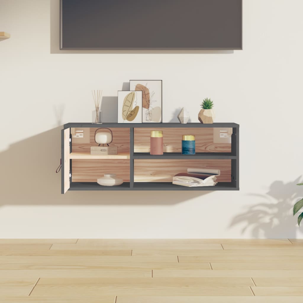 Nástěnná Skříňka Šedá 80 X 30 X 30 Cm Masivní Borové Dřevo