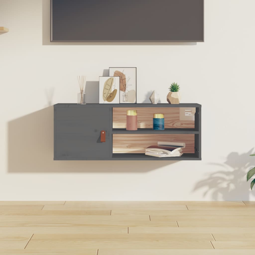 Nástěnná Skříňka Šedá 80 X 30 X 30 Cm Masivní Borové Dřevo