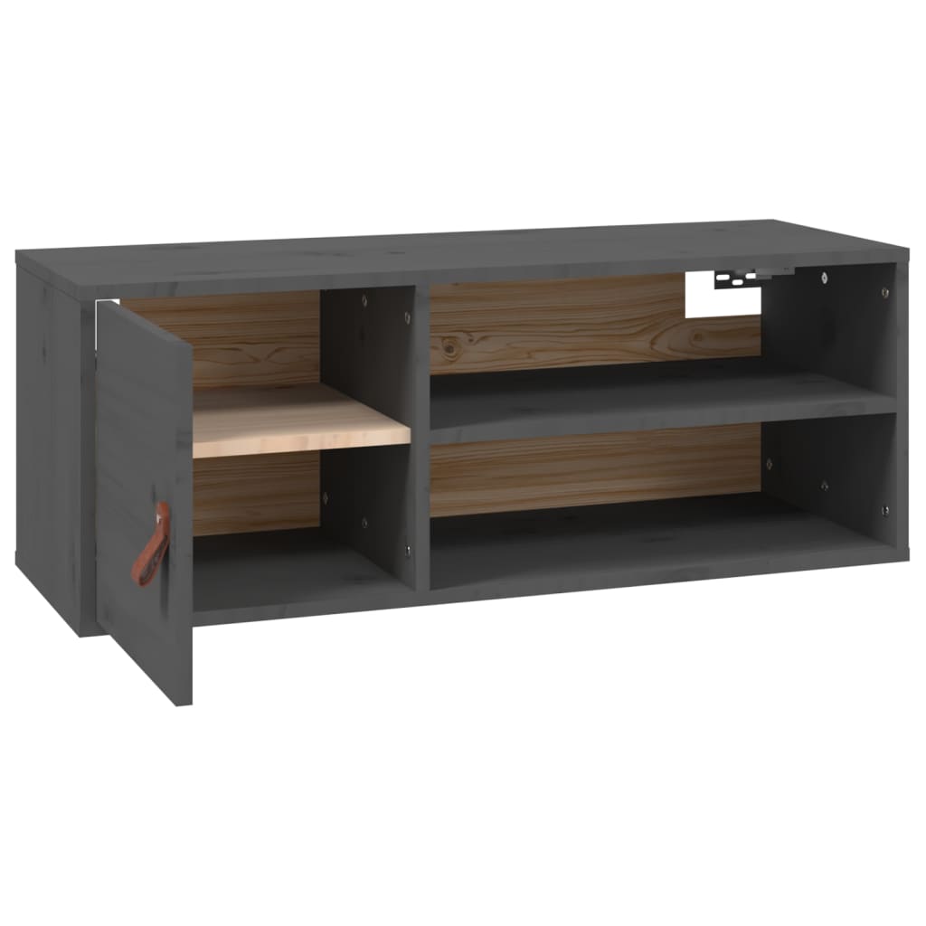 Nástěnné Skříňky 2 Ks Šedé 80 X 30 X 30 Cm Masivní Borové Dřevo