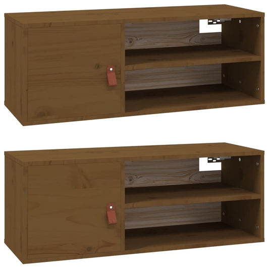 Nástěnné Skříňky 2 Ks Medově Hnědé 80X30X30 Cm Masivní Borovice