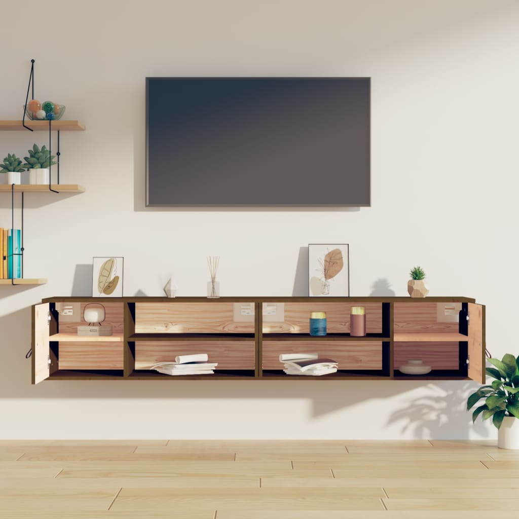 Nástěnné Skříňky 2 Ks Medově Hnědé 80X30X30 Cm Masivní Borovice