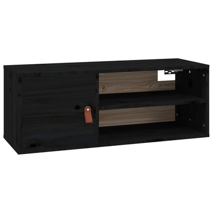 Nástěnné Skříňky 2 Ks Černé 80X30X30 Cm Masivní Borové Dřevo