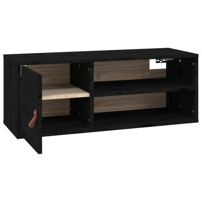 Nástěnné Skříňky 2 Ks Černé 80X30X30 Cm Masivní Borové Dřevo
