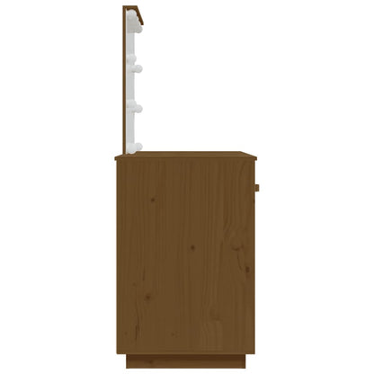 Toaletní Stolek S Led Medově Hnědý 95X50X133,5 Cm Borovice