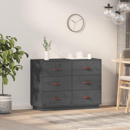 Příborník Šedý 100 X 40 X 75 Cm Masivní Borové Dřevo