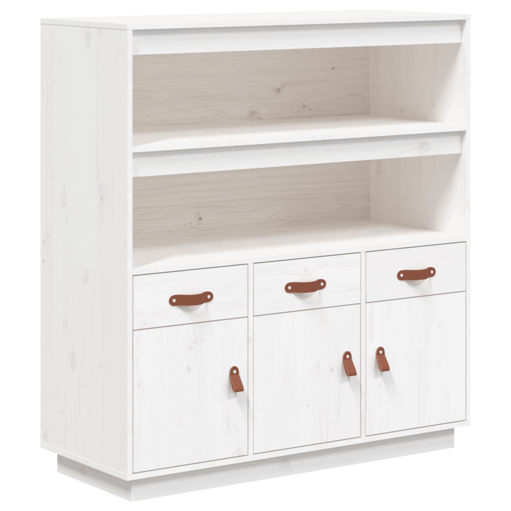 Skříň Highboard Bílá 100 X 40 X 108,5 Cm Masivní Borové Dřevo