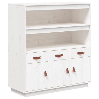Skříň Highboard Bílá 100 X 40 X 108,5 Cm Masivní Borové Dřevo
