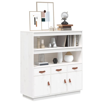 Skříň Highboard Bílá 100 X 40 X 108,5 Cm Masivní Borové Dřevo