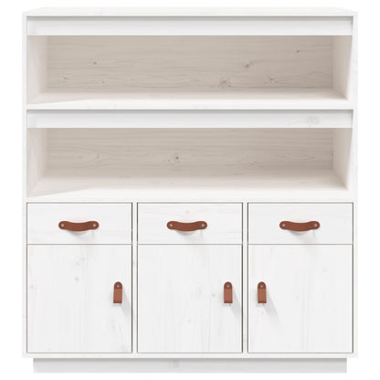 Skříň Highboard Bílá 100 X 40 X 108,5 Cm Masivní Borové Dřevo