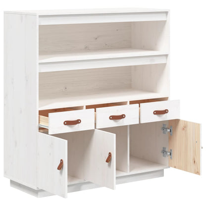 Skříň Highboard Bílá 100 X 40 X 108,5 Cm Masivní Borové Dřevo
