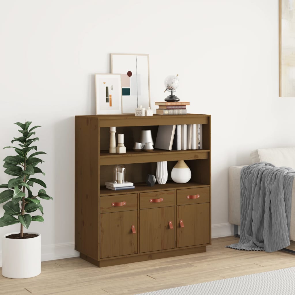 Skříň Highboard 100X40X108,5 Cm Masivní Borové Dřevo