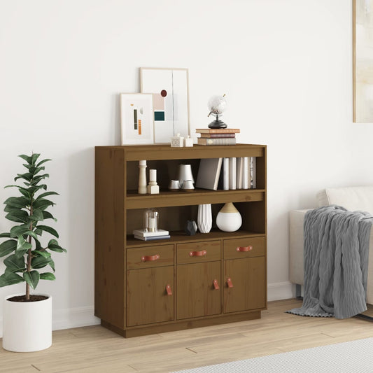 Skříň Highboard Medově Hnědá 100X40X108,5 Cm Masivní Borovice