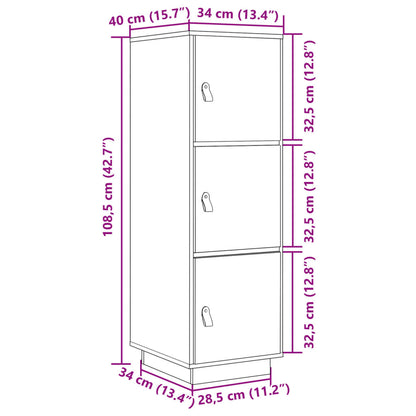 Skříň Highboard 34 X 40 X 108,5 Cm Masivní Borové Dřevo