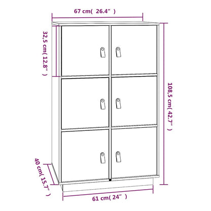 Skříň Highboard Medově Hnědá 67X40X108,5 Cm Masivní Borovice