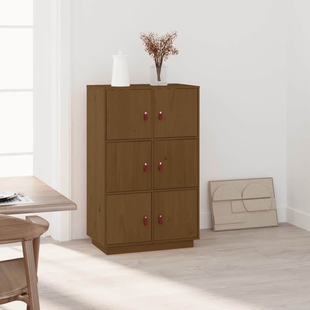Skříň Highboard Medově Hnědá 67X40X108,5 Cm Masivní Borovice