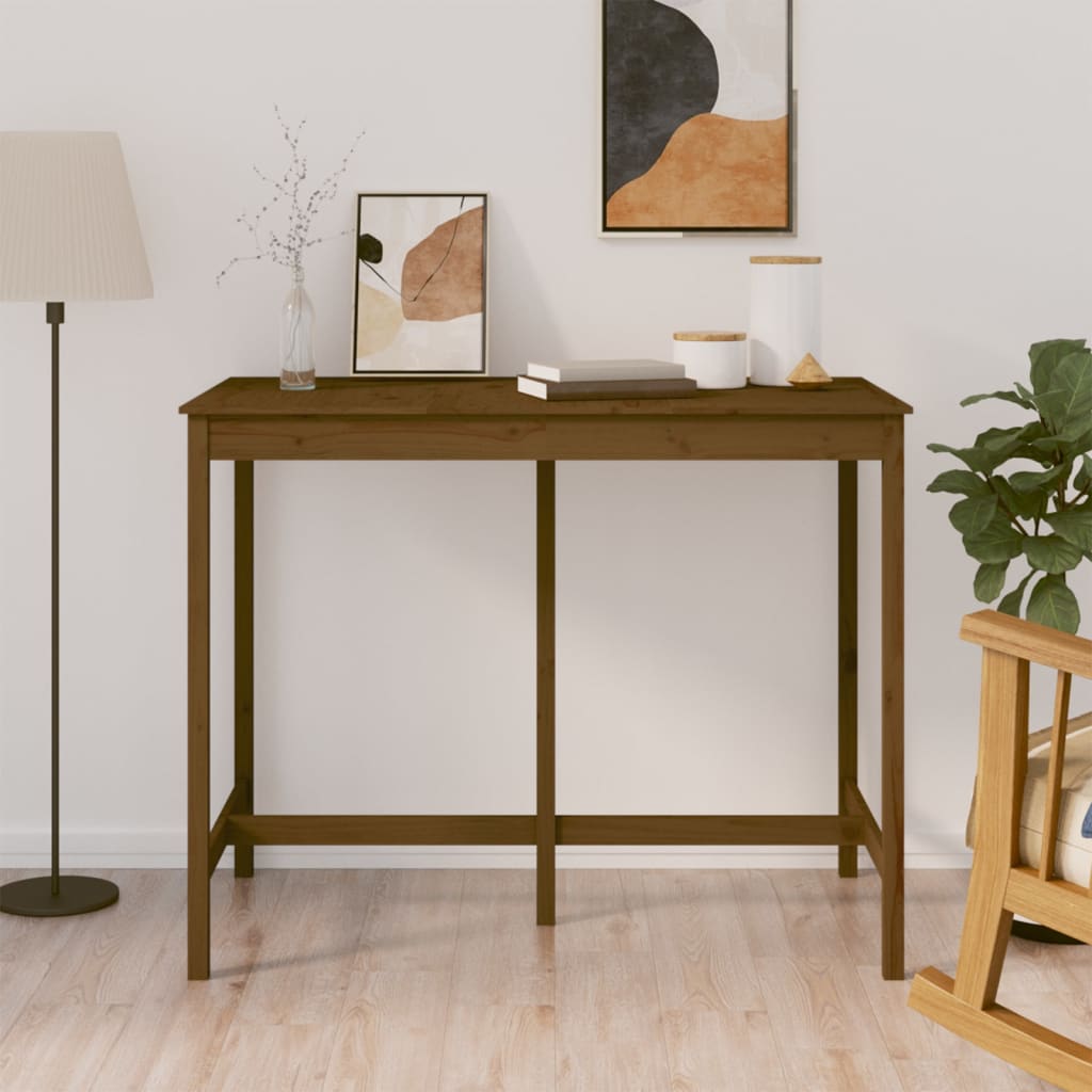 Barový Stolek Medově Hnědý 140X80X110 Cm Masivní Borové Dřevo