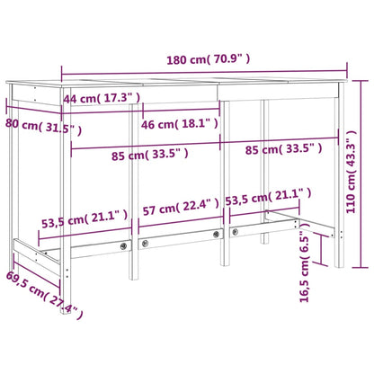 Barový Stůl 180 X 80 X 110 Cm Masivní Borové Dřevo