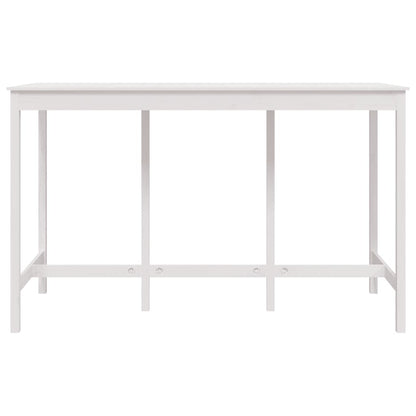 Barový Stůl Bílý 180 X 80 X 110 Cm Masivní Borové Dřevo