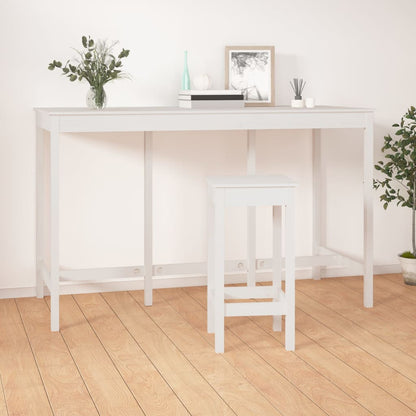 Barový Stůl Bílý 180 X 80 X 110 Cm Masivní Borové Dřevo