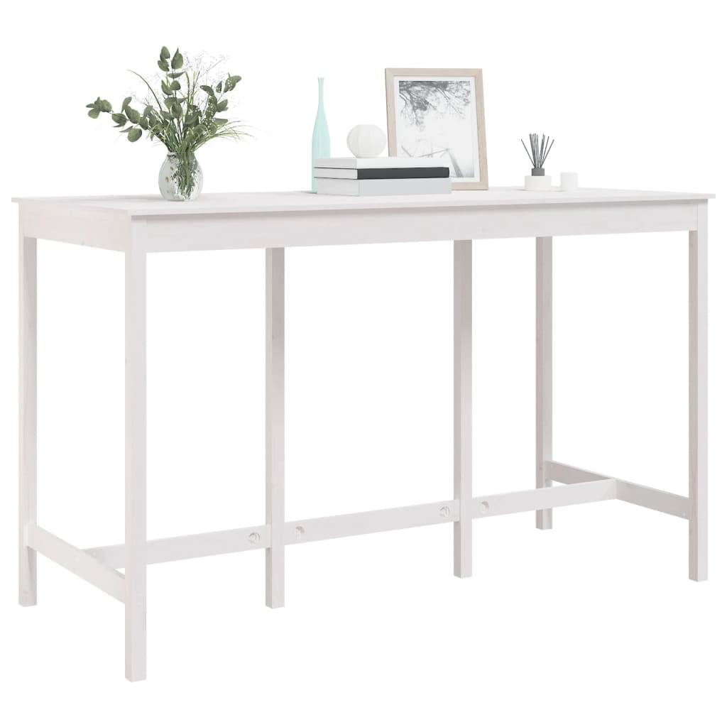 Barový Stůl Bílý 180 X 80 X 110 Cm Masivní Borové Dřevo