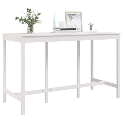 Barový Stůl Bílý 180 X 80 X 110 Cm Masivní Borové Dřevo