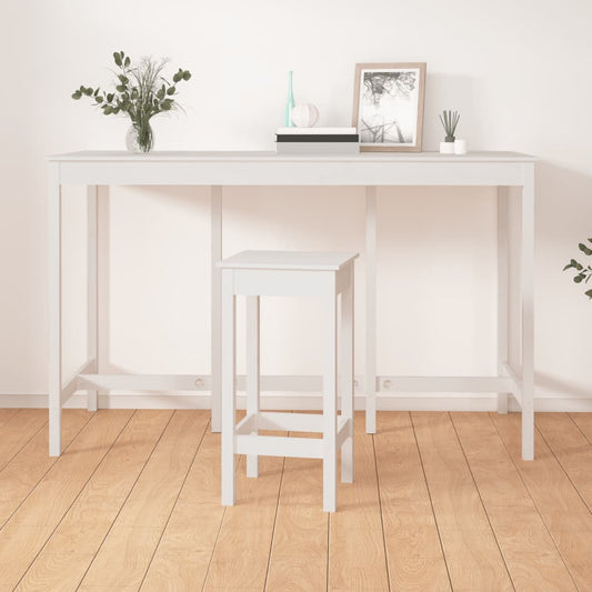 Barový Stůl Bílý 180 X 80 X 110 Cm Masivní Borové Dřevo