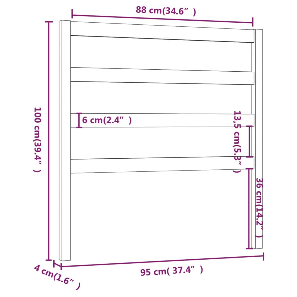 Čelo Postele Bílá 95 X 4 X 100 Cm Masivní Borovice