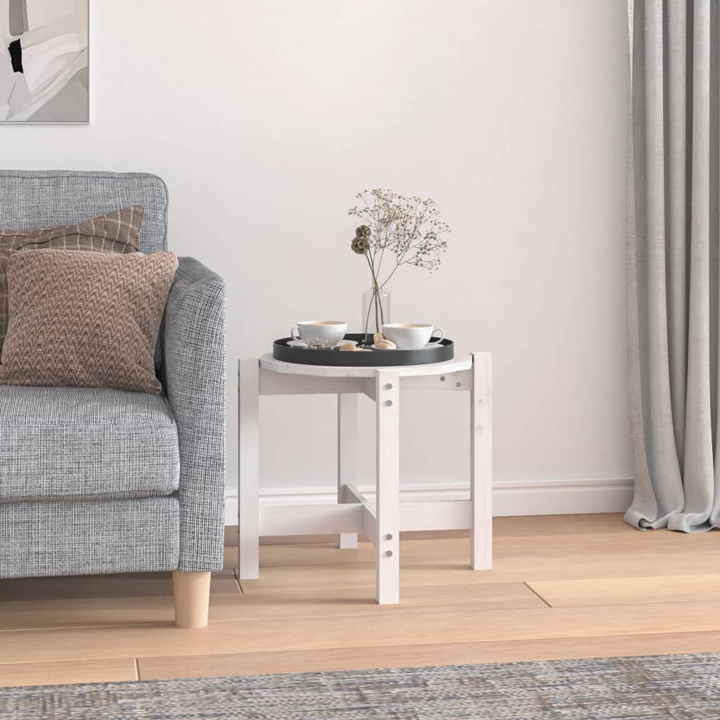 Konferenční Stolek Šedý Ø 52,5 X 45 Cm Masivní Borové Dřevo