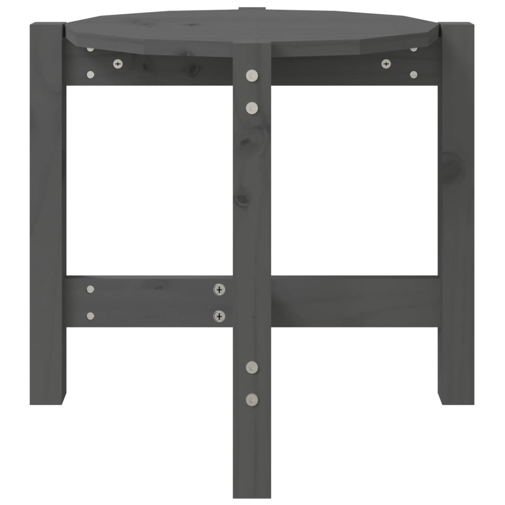 Konferenční Stolek Šedý Ø 52,5 X 45 Cm Masivní Borové Dřevo