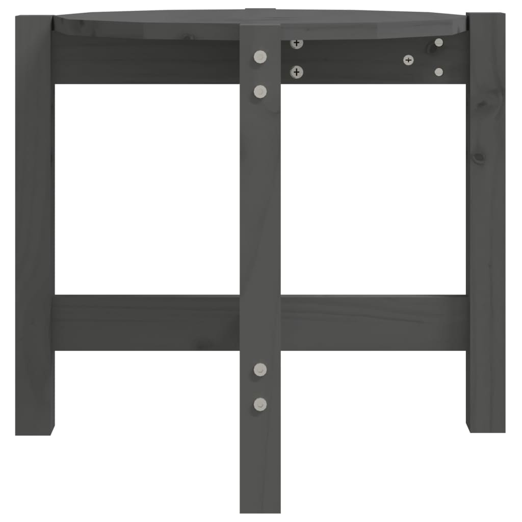 Konferenční Stolek Šedý Ø 52,5 X 45 Cm Masivní Borové Dřevo