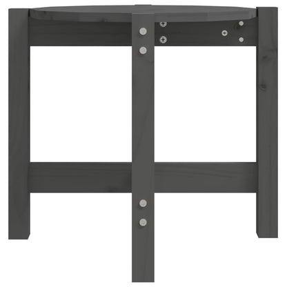 Konferenční Stolek Šedý Ø 52,5 X 45 Cm Masivní Borové Dřevo