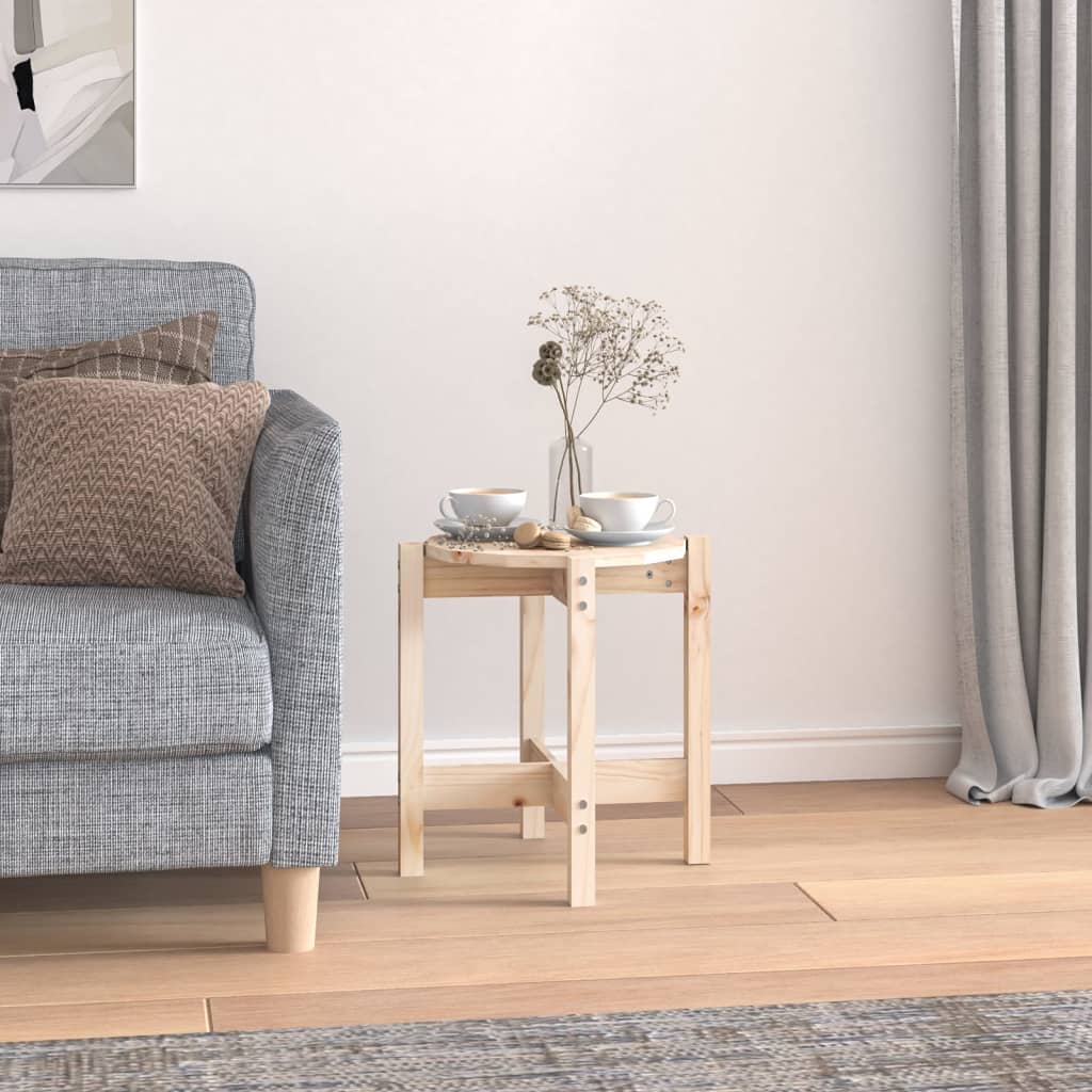 Konferenční Stolek Šedý Ø 52,5 X 45 Cm Masivní Borové Dřevo