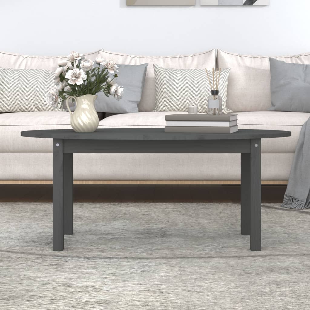 Konferenční Stolek Šedý 110 X 55 X 45 Cm Masivní Borové Dřevo