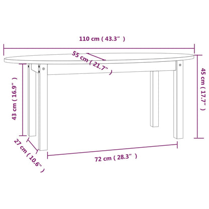 Konferenční Stolek Šedý 110 X 55 X 45 Cm Masivní Borové Dřevo