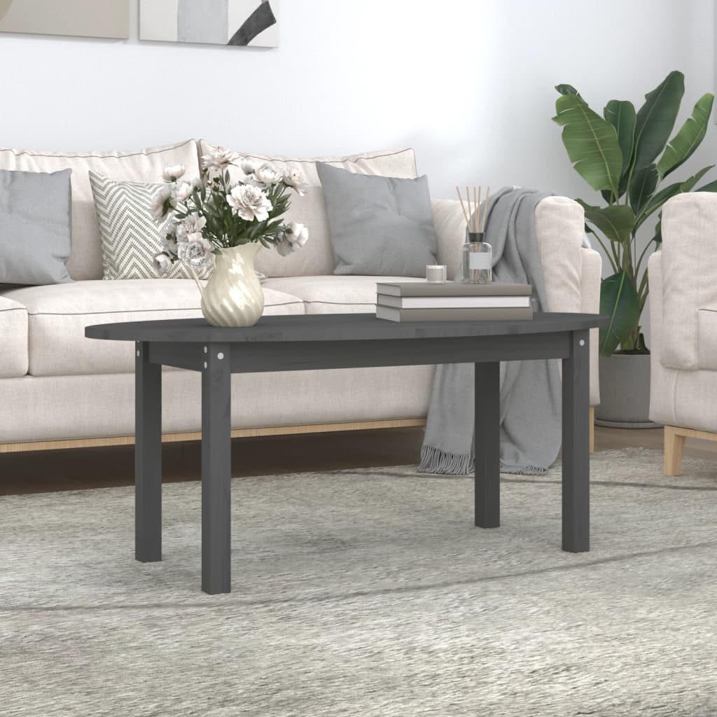 Konferenční Stolek Šedý 110 X 55 X 45 Cm Masivní Borové Dřevo