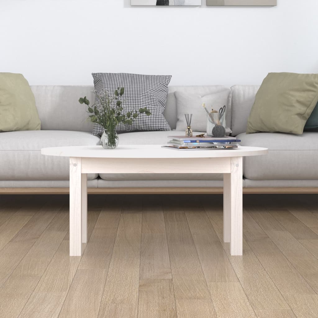 Konferenční Stolek Bílý 80 X 40 X 35 Cm Masivní Borové Dřevo