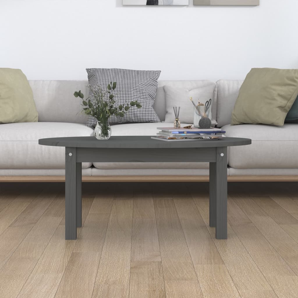 Konferenční Stolek Šedý 80 X 40 X 35 Cm Masivní Borové Dřevo