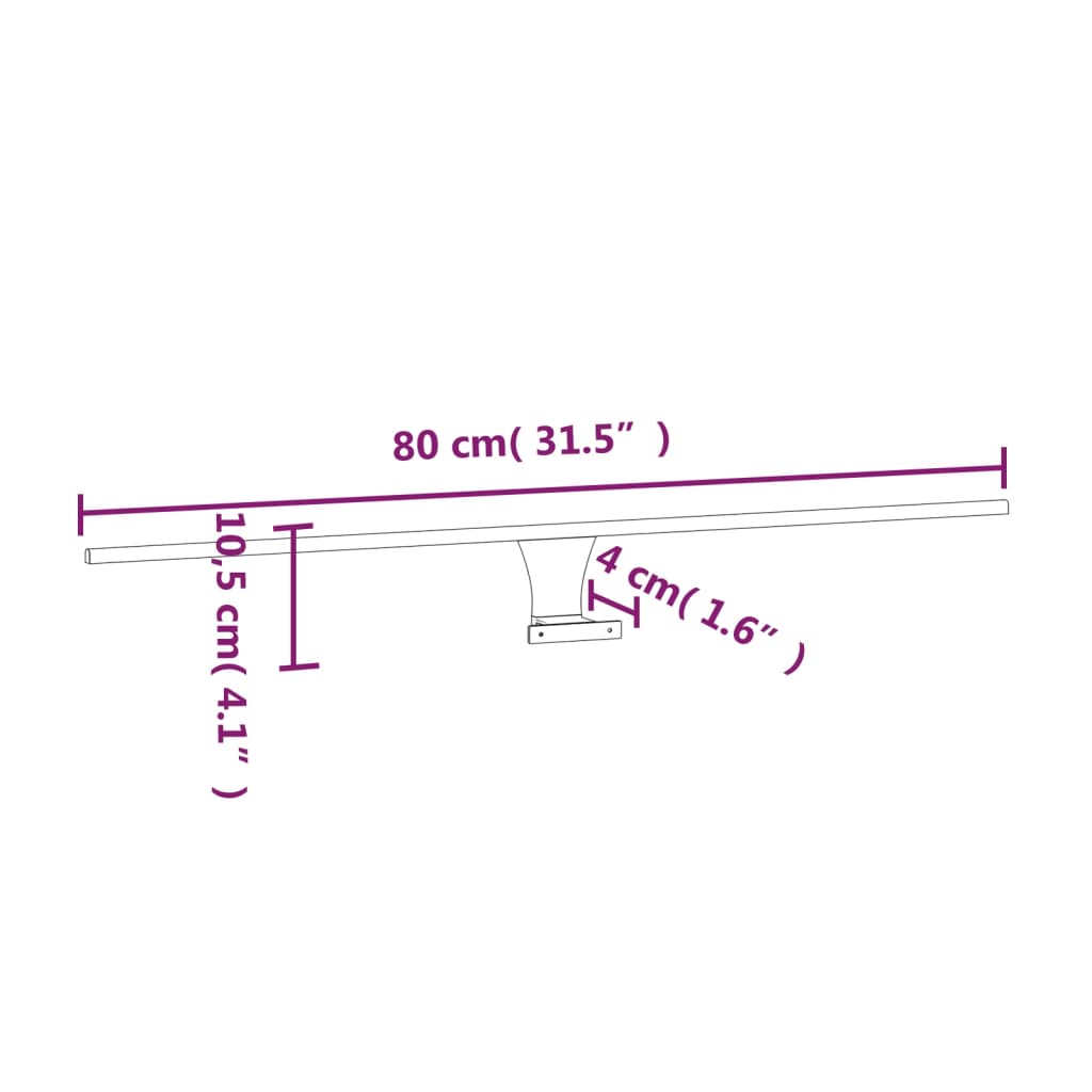 Led Zrcadlové Svítidlo 7,5 W Teplé Bílé 80 Cm 3 000 K