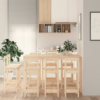 9Dílný Barový Set Masivní Borové Dřevo