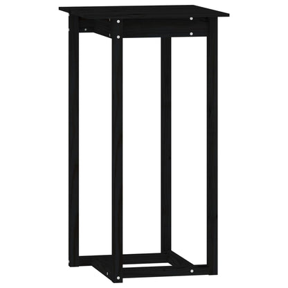 3 Dílný Barový Set Černý Masivní Borové Dřevo