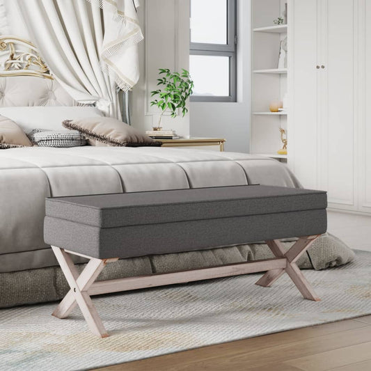 Stolička S Úložným Prostorem Tmavě Šedá 110X45X49 Cm Textil