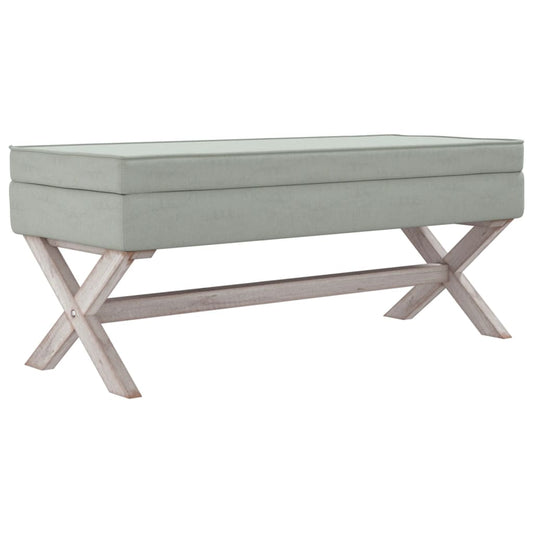 Stolička S Úložným Prostorem Světle Šedá 110X45X49 Cm Samet