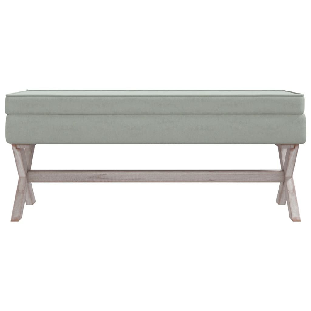 Stolička S Úložným Prostorem Světle Šedá 110X45X49 Cm Samet