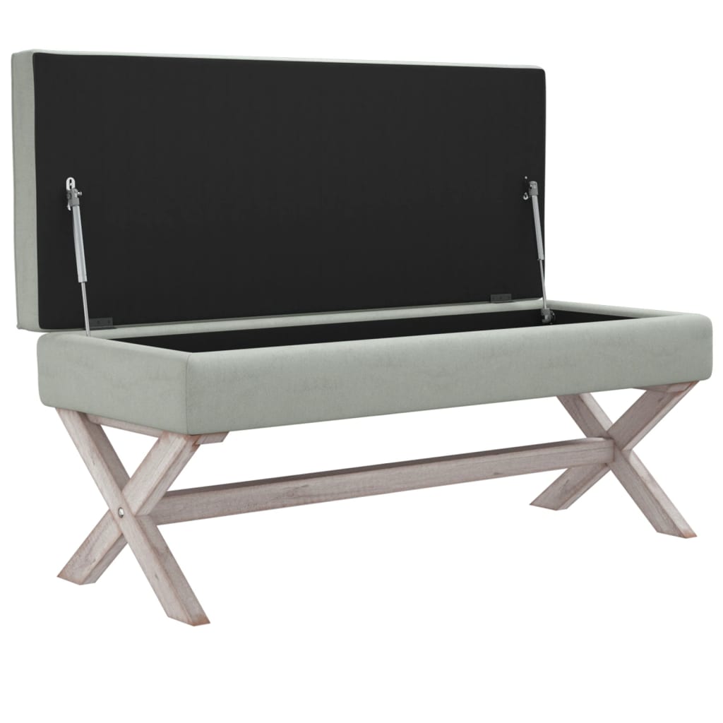 Stolička S Úložným Prostorem Světle Šedá 110X45X49 Cm Samet
