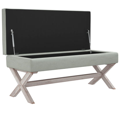 Stolička S Úložným Prostorem Světle Šedá 110X45X49 Cm Samet