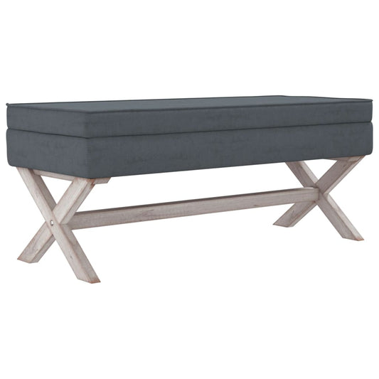 Stolička S Úložným Prostorem Tmavě Šedá 110X45X49 Cm Samet