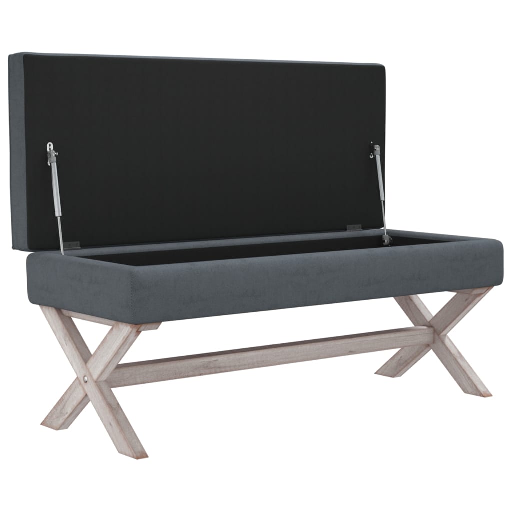 Stolička S Úložným Prostorem Tmavě Šedá 110X45X49 Cm Samet