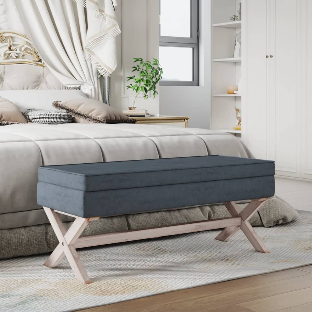 Stolička S Úložným Prostorem Tmavě Šedá 110X45X49 Cm Samet