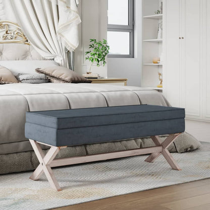 Stolička S Úložným Prostorem Tmavě Šedá 110X45X49 Cm Samet