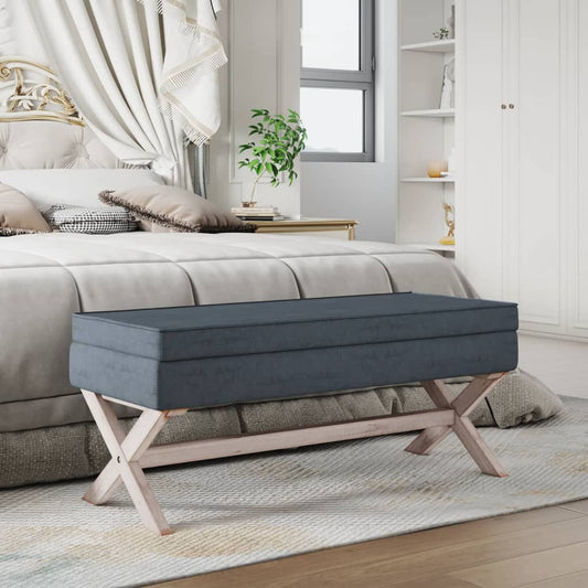 Stolička S Úložným Prostorem Tmavě Šedá 110X45X49 Cm Samet
